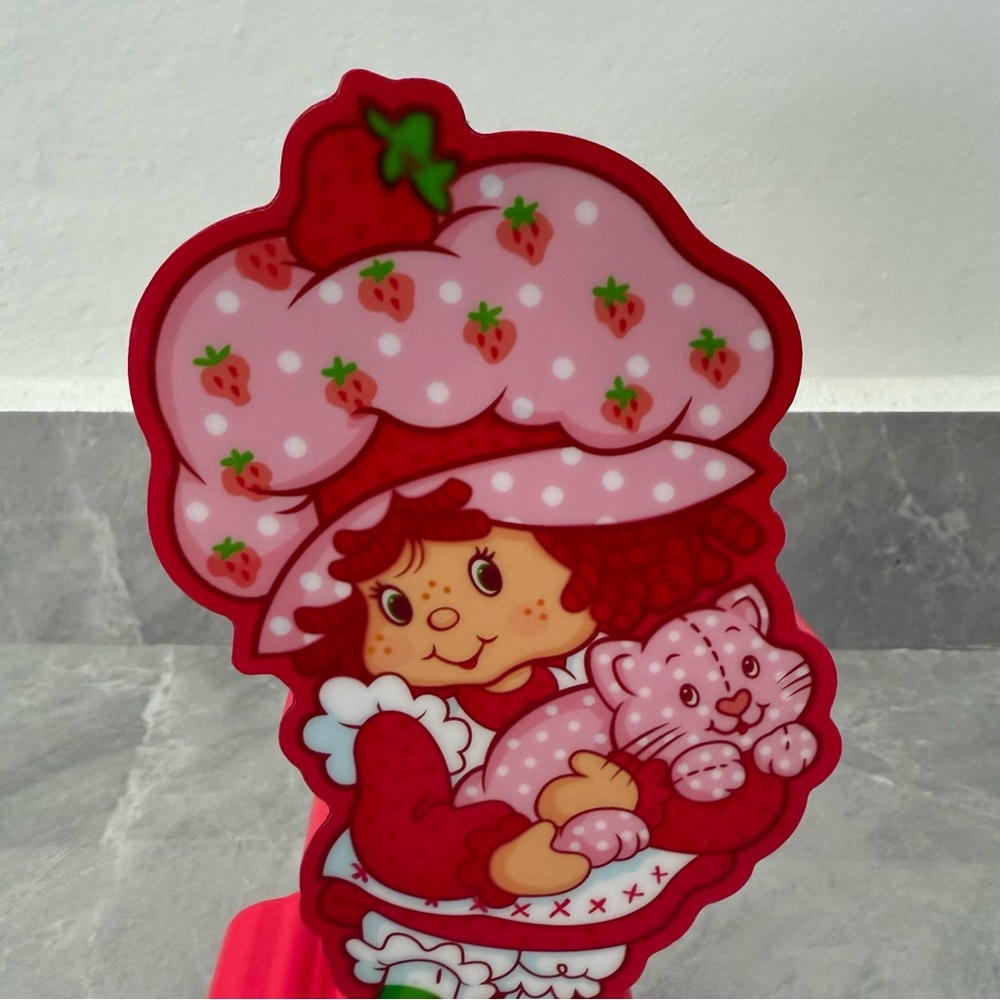 Strawberry Shortcake Cat Wooden Lacquer Figure Wall Hanging Table Home Decor - Picture 2 of 13